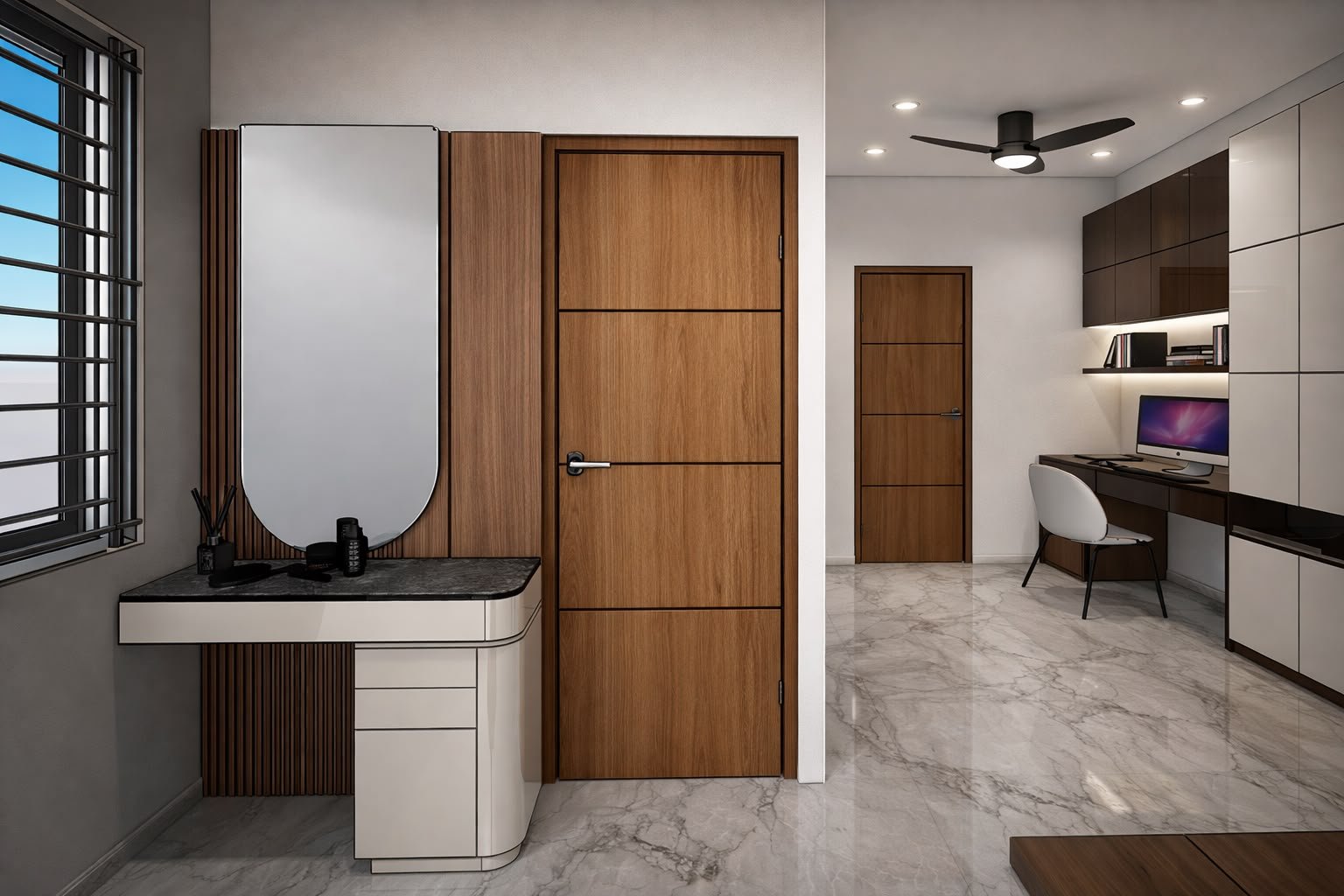 Aluminium Vanity and Bedroom Interior Design, aluminium interiors by Dhrithi Infra