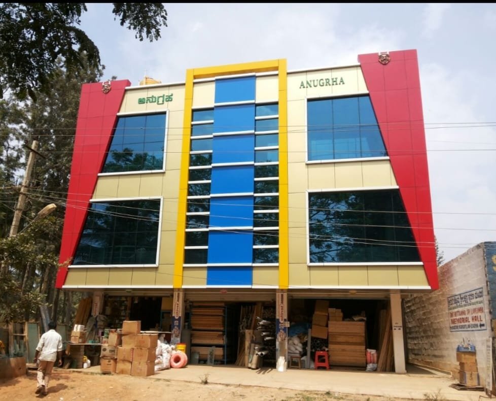 Colorful Commercial Building Exterior, exterior works by Dhrithi Infra