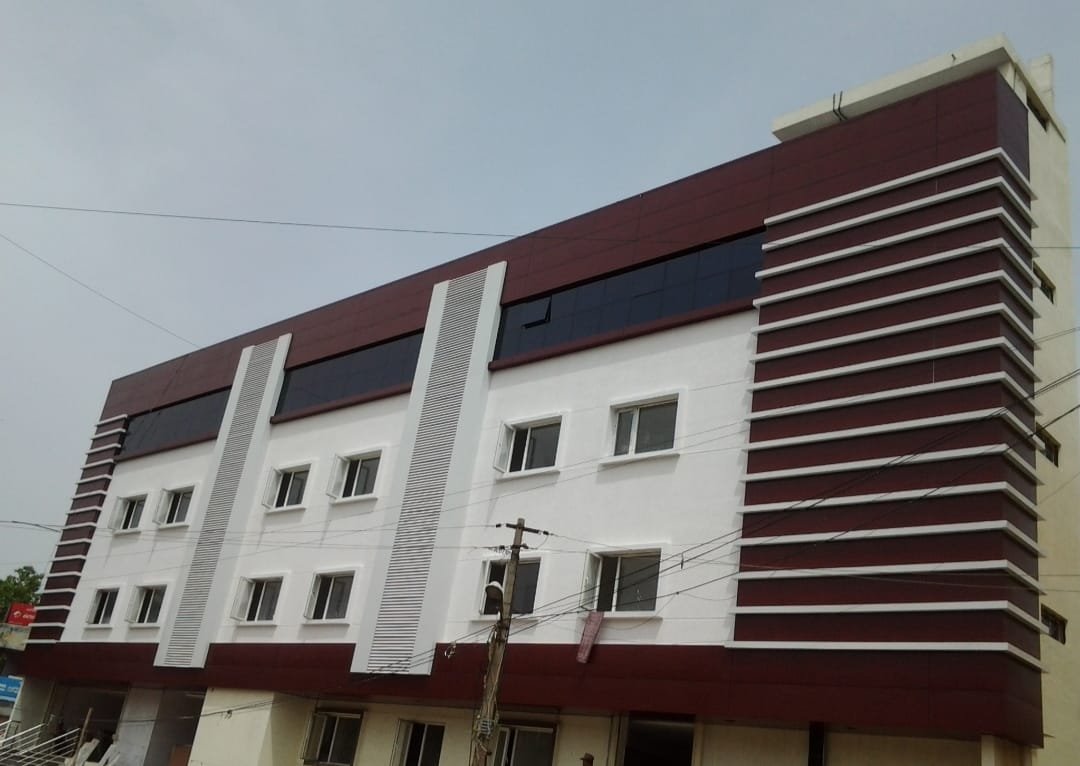 Corporate Office Glass Facade Architecture, exterior works by Dhrithi Infra