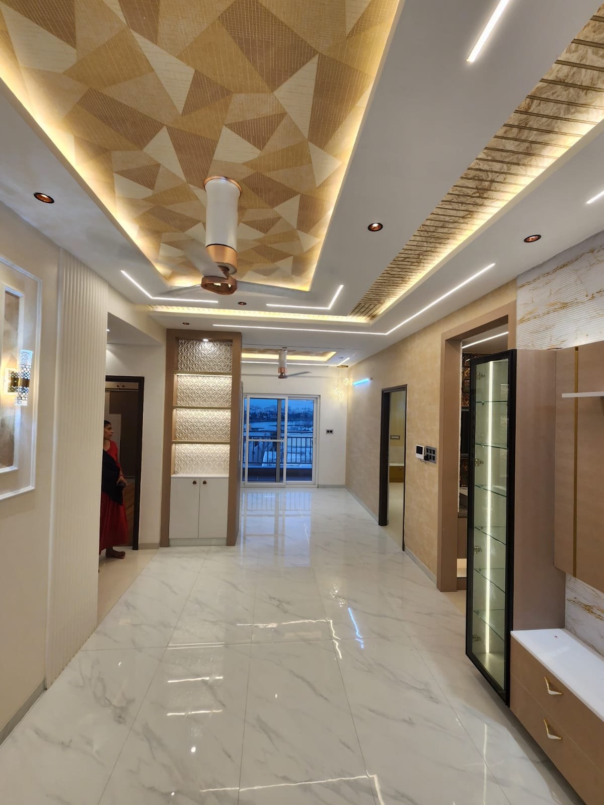 Designer Living Room Interior, interiors by Dhrithi Infra