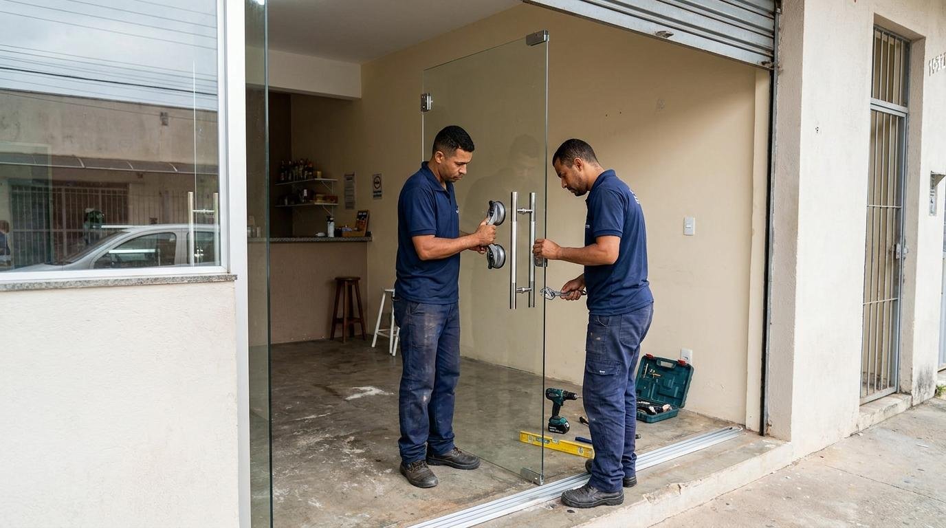 Fixing and aligning a glass panel
