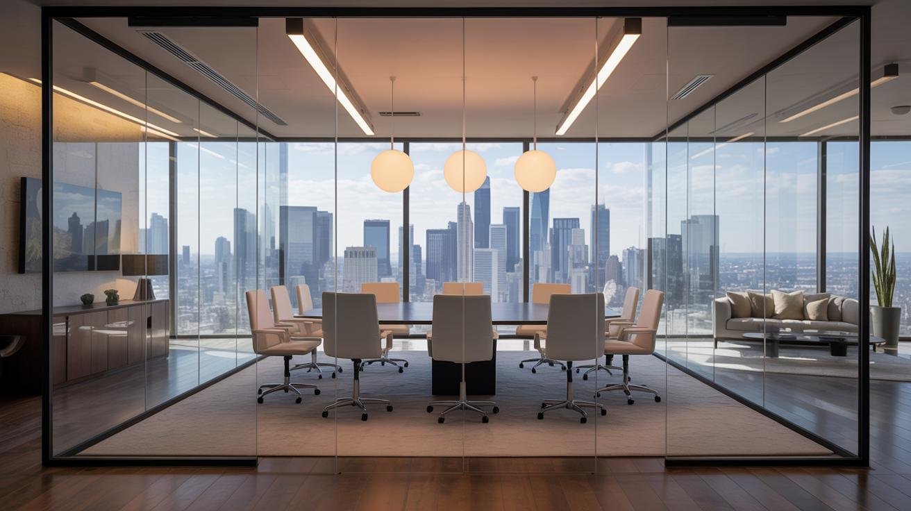 Meeting room glass partition