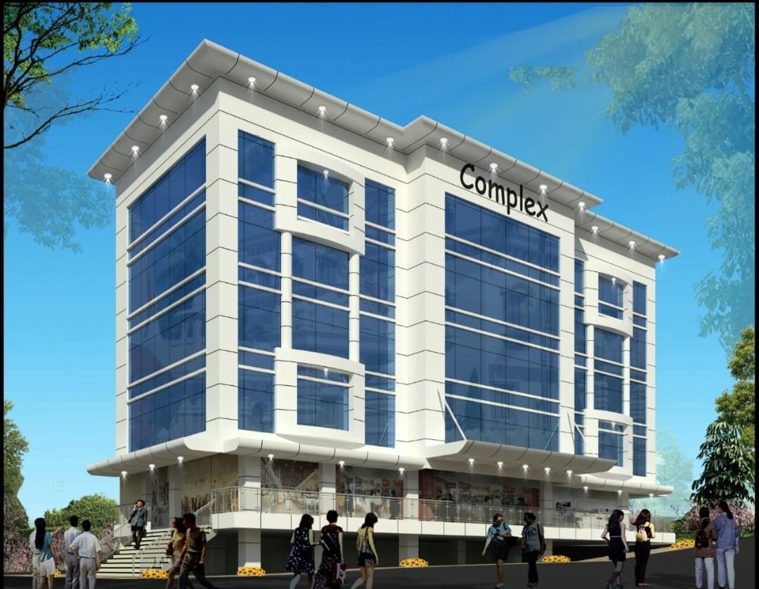 Modern Commercial Complex Exterior Design, exterior works by Dhrithi Infra