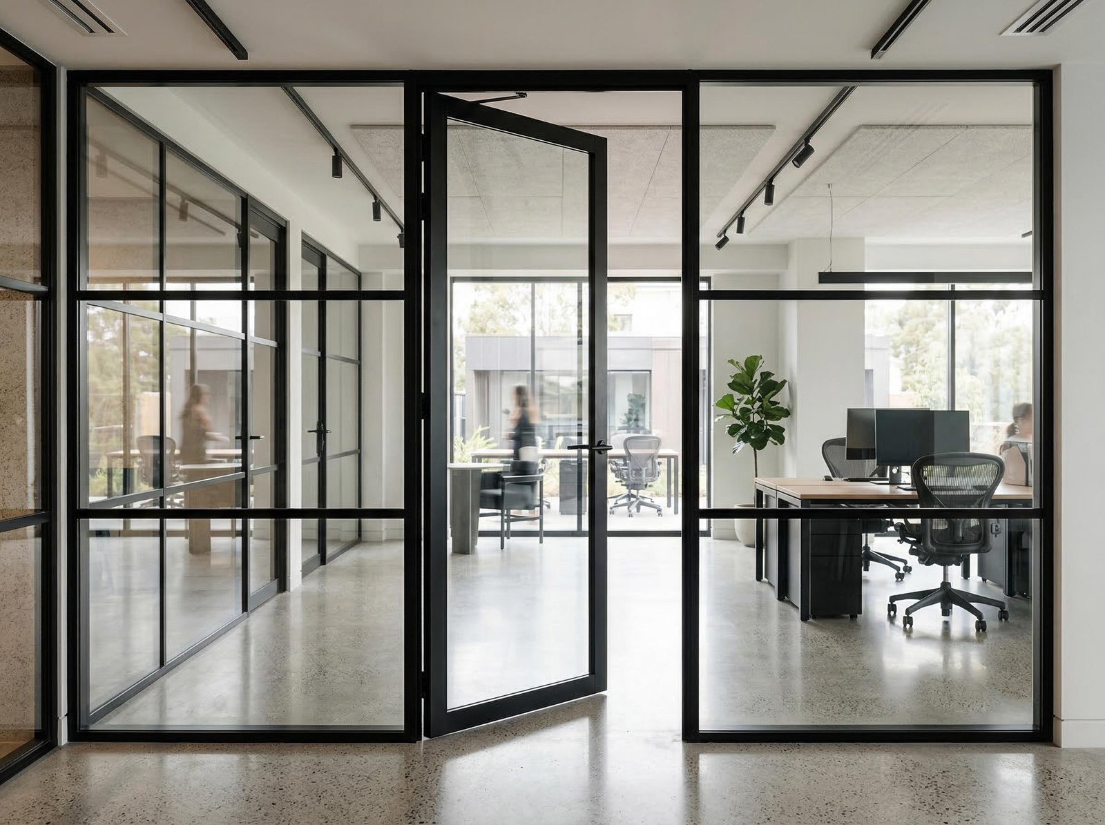 Frameless glass partitions and doors