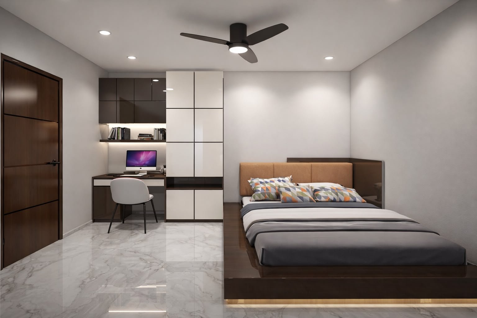 Premium Aluminium Bedroom Interior with Study Unit, aluminium interiors by Dhrithi Infra