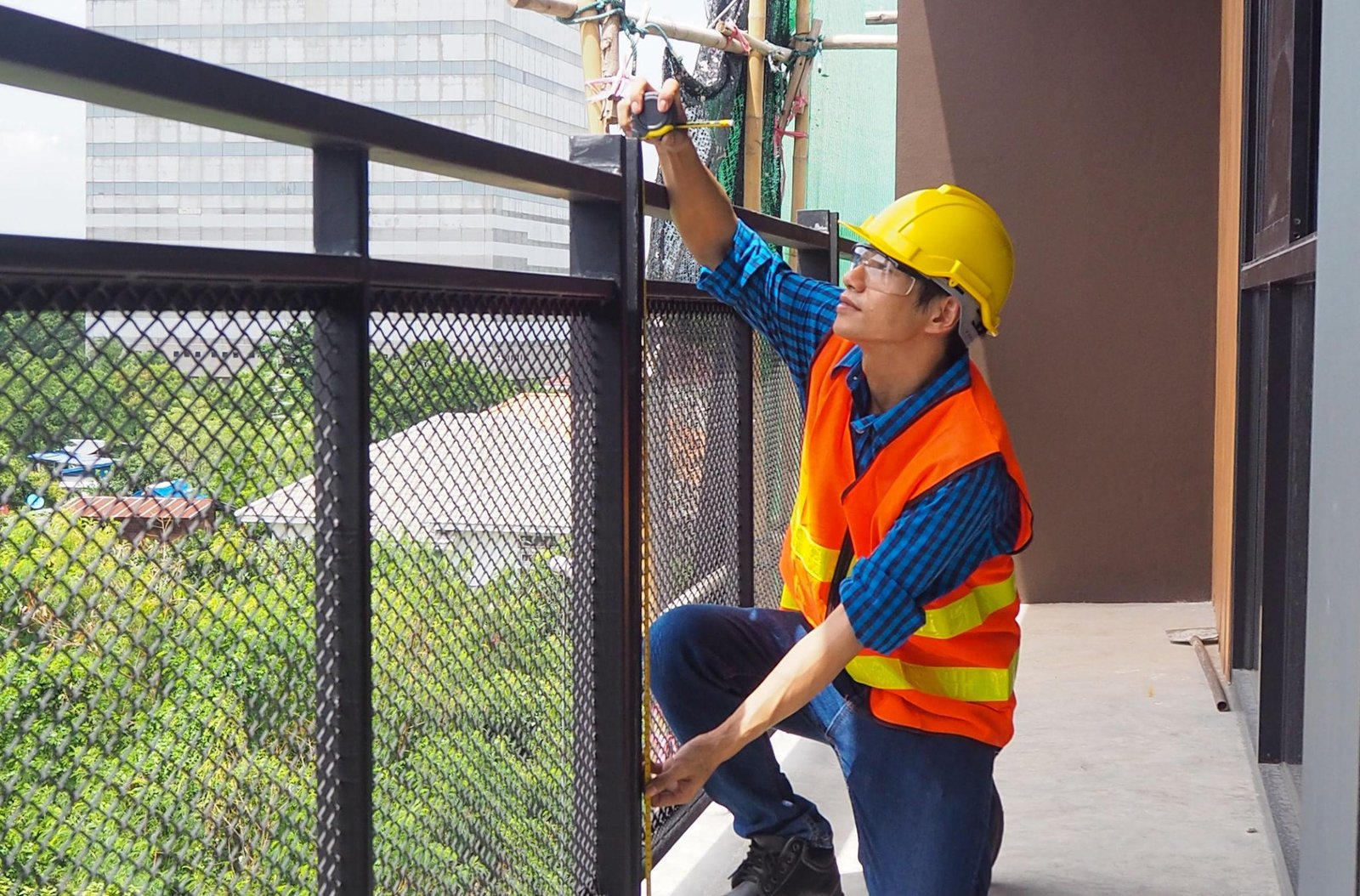 Site measure with tape and level