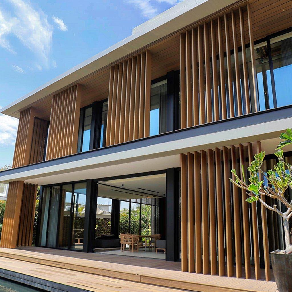 WPC louver screen on an elevation