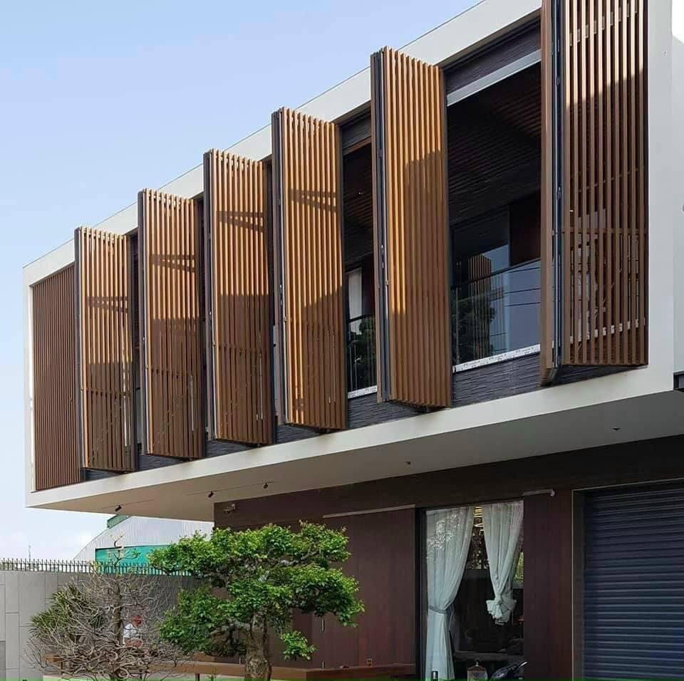 WPC louver screens on a facade