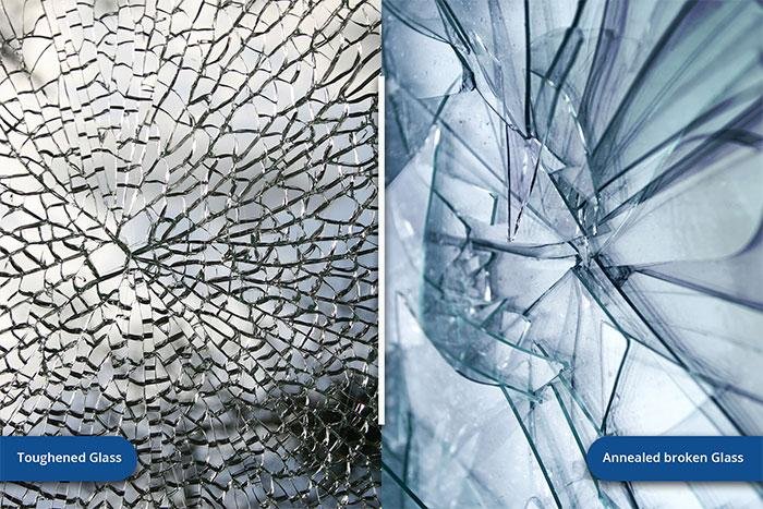 Plain annealed glass break pattern