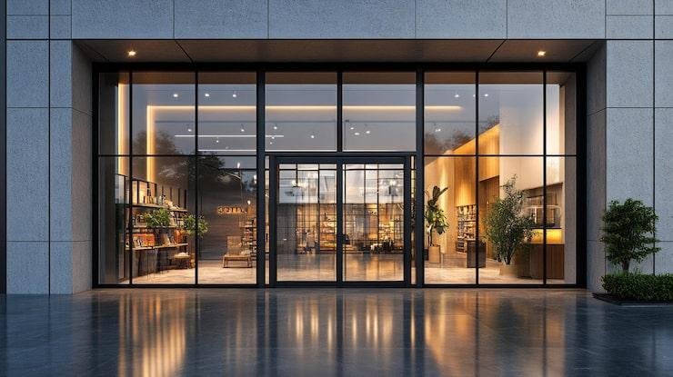 12 mm clear toughened glass entrance